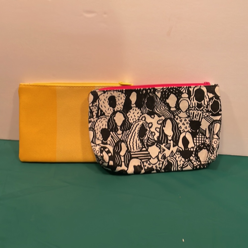 Yellow Striped Ipsy Bag and Glam makeup bag by PC Witte
